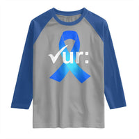 Colon Cancer Awareness Raglan Shirt Blue Ribbon Colonoscopy Colorectal
