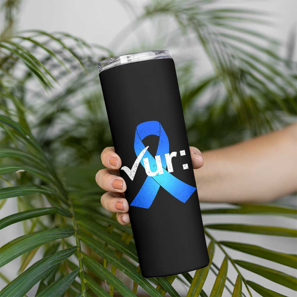 Colon Cancer Awareness Skinny Tumbler Blue Ribbon Colonoscopy Colorectal