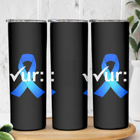 Colon Cancer Awareness Skinny Tumbler Blue Ribbon Colonoscopy Colorectal
