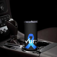 Colon Cancer Awareness Skinny Tumbler Blue Ribbon Colonoscopy Colorectal