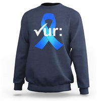 Colon Cancer Awareness Sweatshirt Blue Ribbon Colonoscopy Colorectal