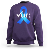 Colon Cancer Awareness Sweatshirt Blue Ribbon Colonoscopy Colorectal