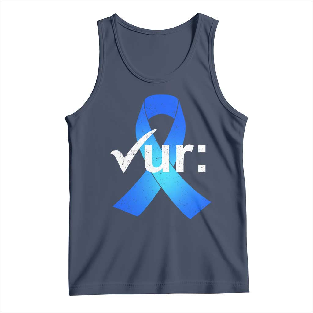 Colon Cancer Awareness Tank Top Blue Ribbon Colonoscopy Colorectal