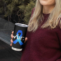 Colon Cancer Awareness Tumbler Cup Blue Ribbon Colonoscopy Colorectal
