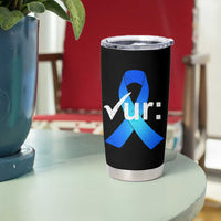 Colon Cancer Awareness Tumbler Cup Blue Ribbon Colonoscopy Colorectal