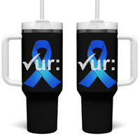 Colon Cancer Awareness Tumbler With Handle Blue Ribbon Colonoscopy Colorectal