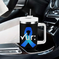Colon Cancer Awareness Tumbler With Handle Blue Ribbon Colonoscopy Colorectal