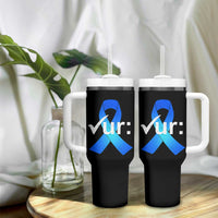 Colon Cancer Awareness Tumbler With Handle Blue Ribbon Colonoscopy Colorectal