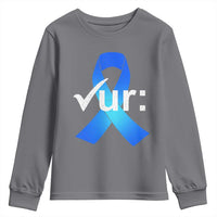 Colon Cancer Awareness Youth Sweatshirt Blue Ribbon Colonoscopy Colorectal