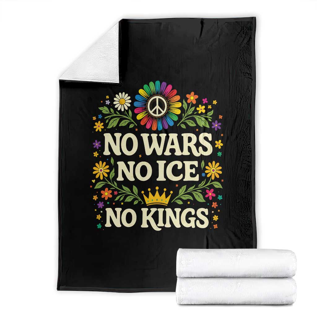No Wars No ICE No Kings Throw Blanket Floral Resist Anti War Protest