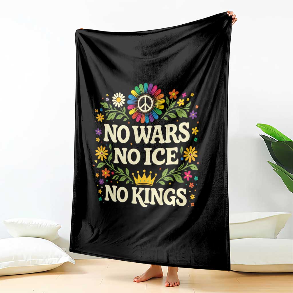 No Wars No ICE No Kings Throw Blanket Floral Resist Anti War Protest