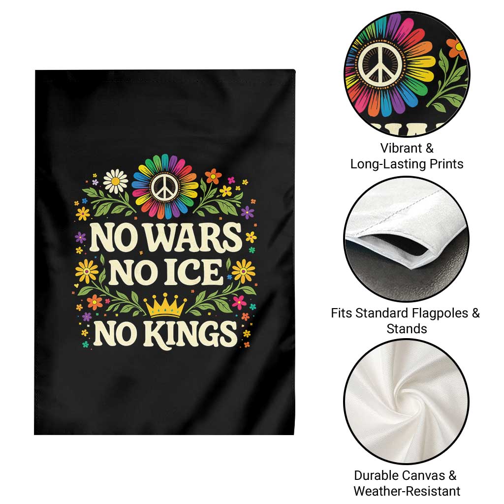 No Wars No ICE No Kings Garden Flag Floral Resist Anti War Protest