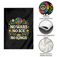 No Wars No ICE No Kings Garden Flag Floral Resist Anti War Protest