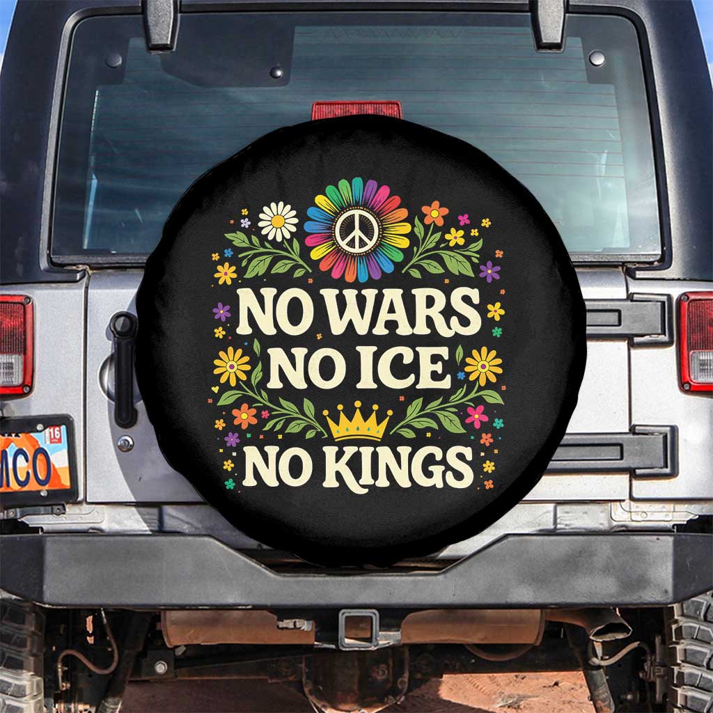 No Wars No ICE No Kings Spare Tire Cover Floral Resist Anti War Protest
