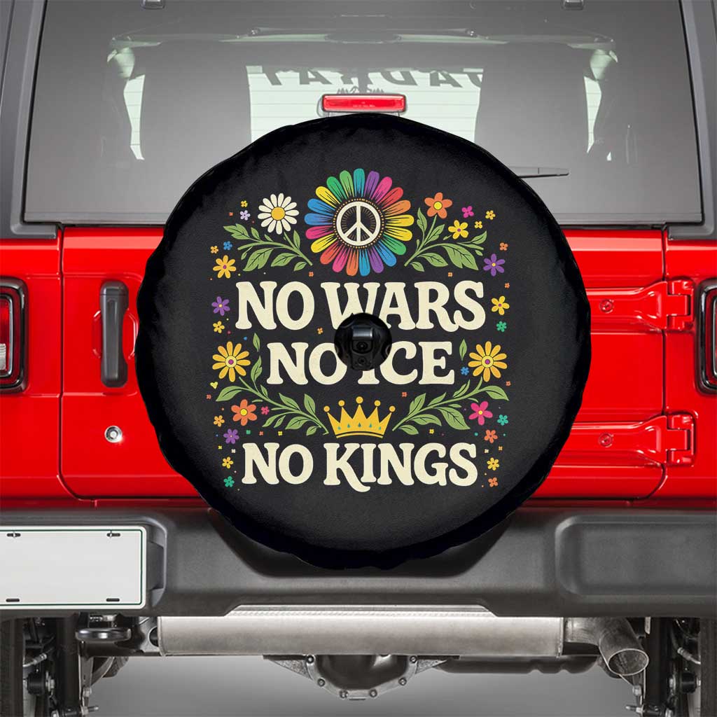 No Wars No ICE No Kings Spare Tire Cover Floral Resist Anti War Protest
