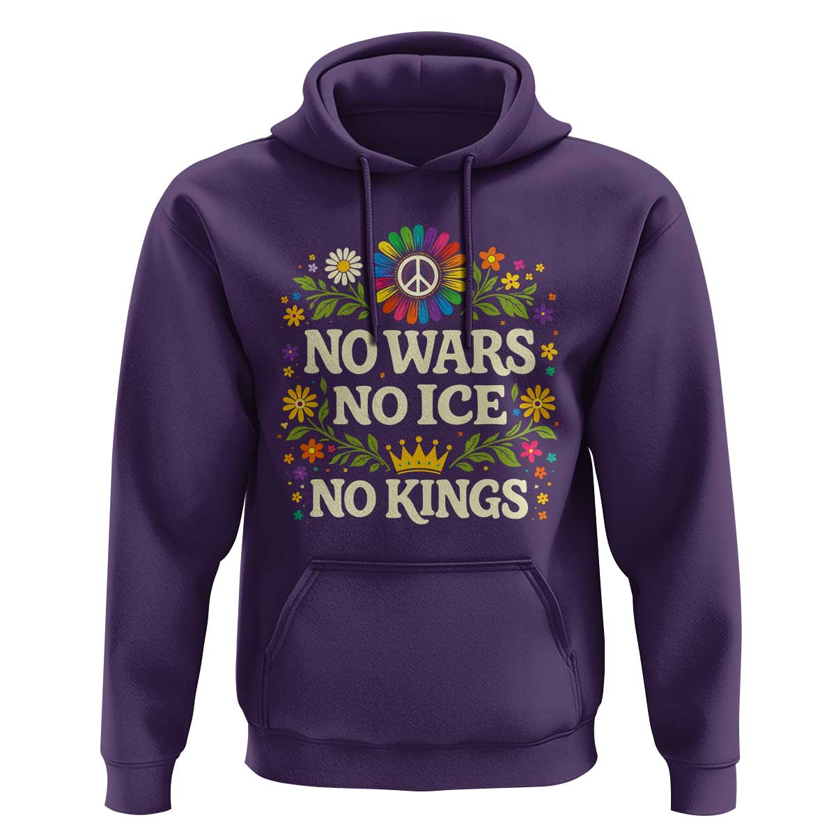 No Wars No ICE No Kings Hoodie Floral Resist Anti War Protest