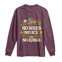 No Wars No ICE No Kings Long Sleeve Shirt Floral Resist Anti War Protest