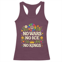 No Wars No ICE No Kings Racerback Tank Top Floral Resist Anti War Protest