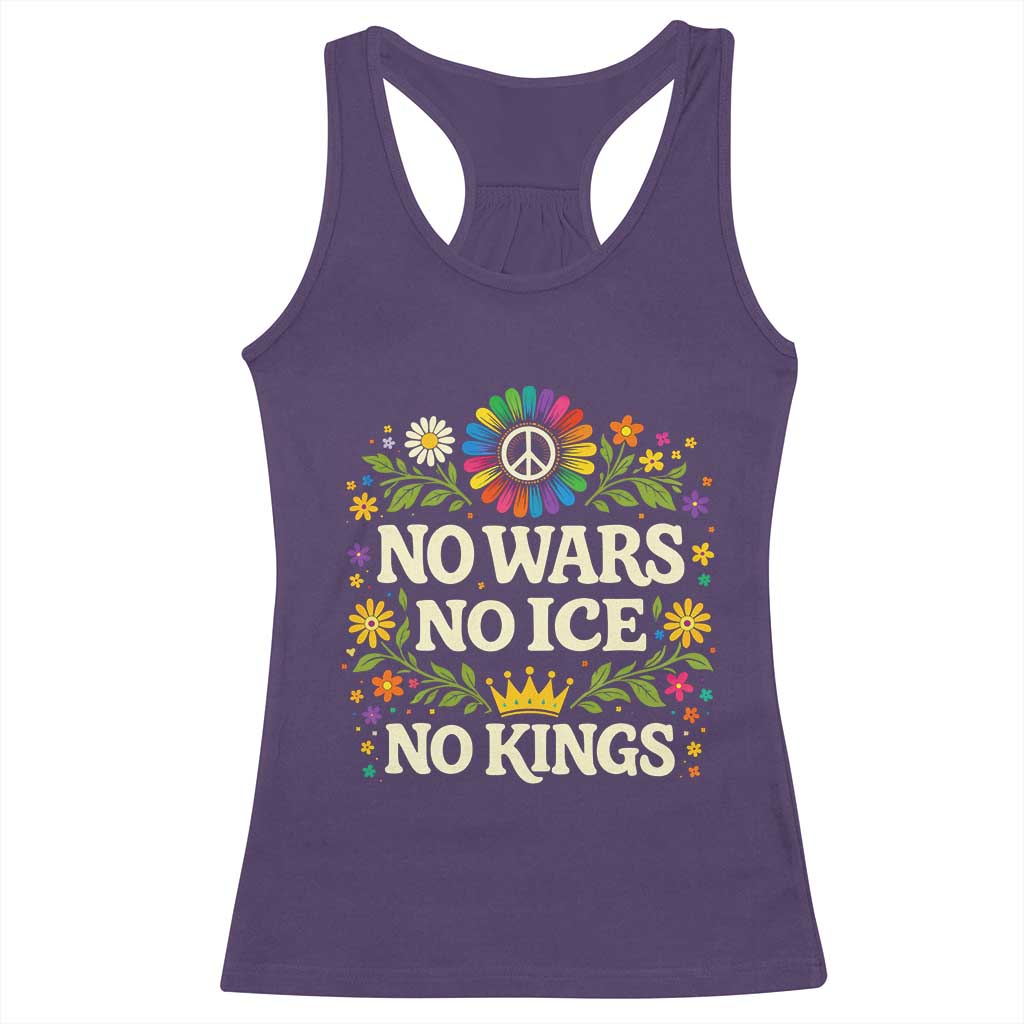 No Wars No ICE No Kings Racerback Tank Top Floral Resist Anti War Protest