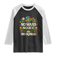 No Wars No ICE No Kings Raglan Shirt Floral Resist Anti War Protest