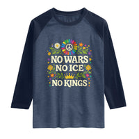 No Wars No ICE No Kings Raglan Shirt Floral Resist Anti War Protest