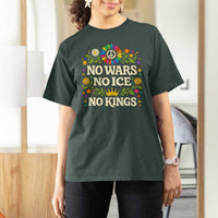 No Wars No ICE No Kings T Shirt For Women Floral Resist Anti War Protest