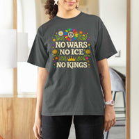 No Wars No ICE No Kings T Shirt For Women Floral Resist Anti War Protest