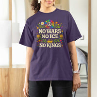 No Wars No ICE No Kings T Shirt For Women Floral Resist Anti War Protest