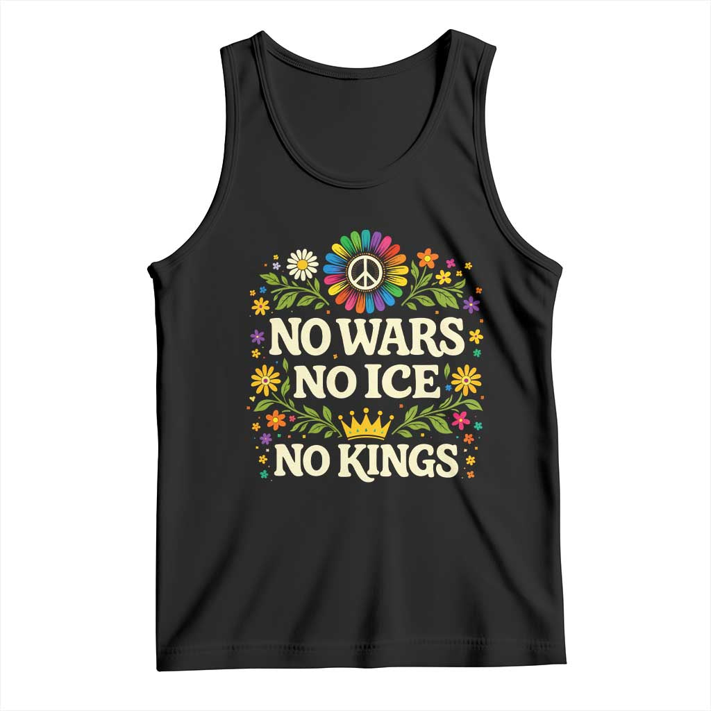 No Wars No ICE No Kings Tank Top Floral Resist Anti War Protest