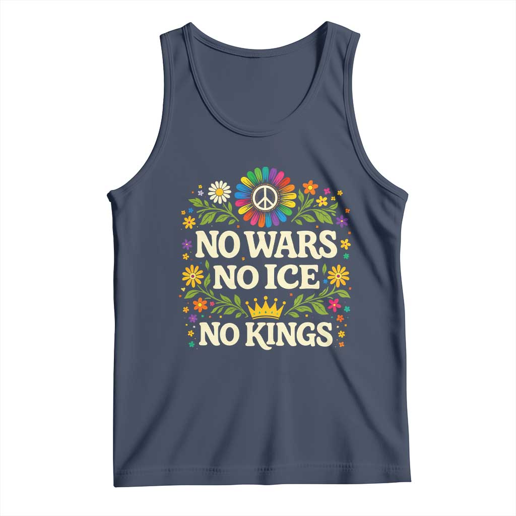 No Wars No ICE No Kings Tank Top Floral Resist Anti War Protest