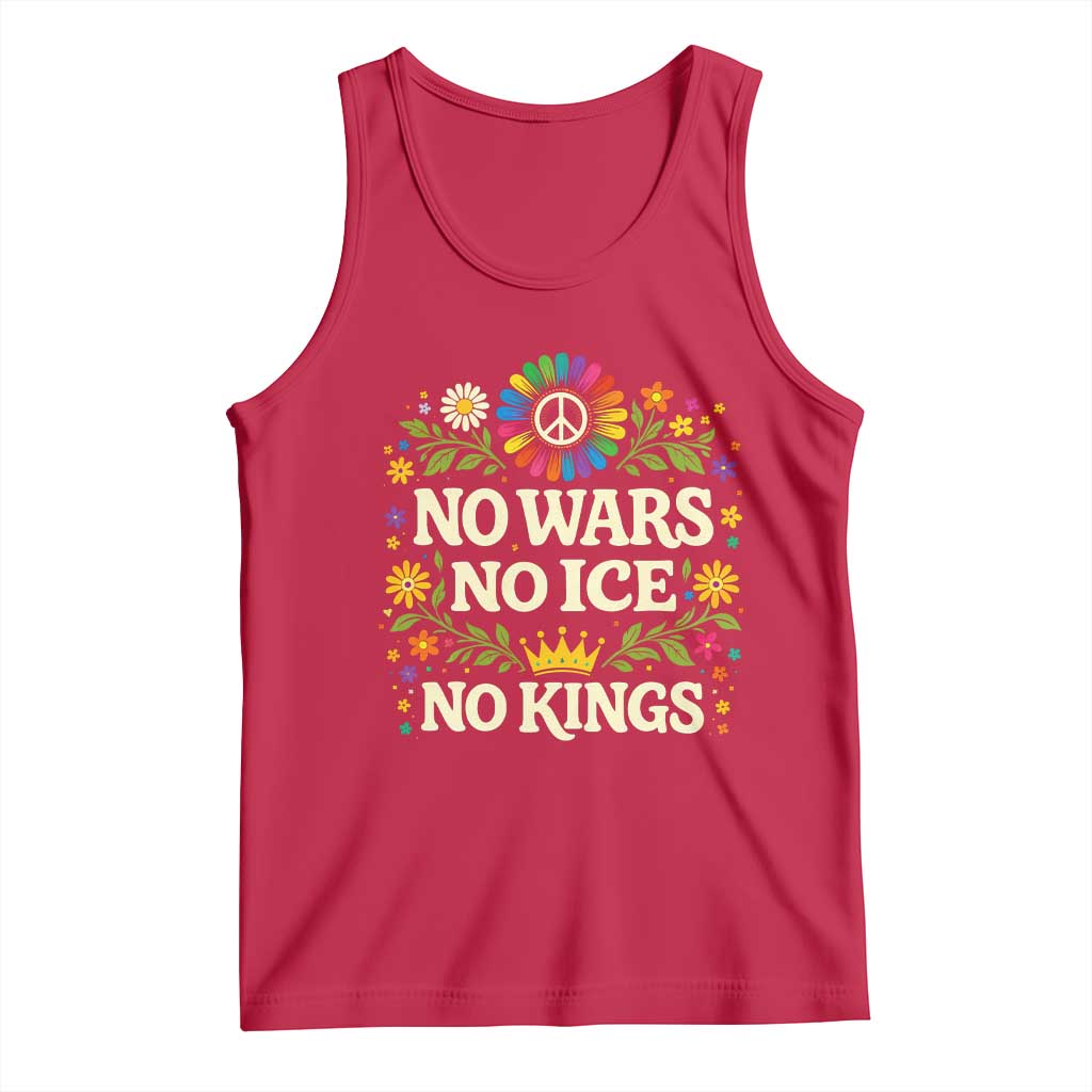 No Wars No ICE No Kings Tank Top Floral Resist Anti War Protest