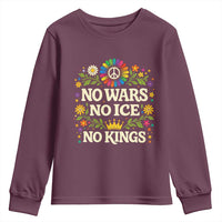 No Wars No ICE No Kings Youth Sweatshirt Floral Resist Anti War Protest