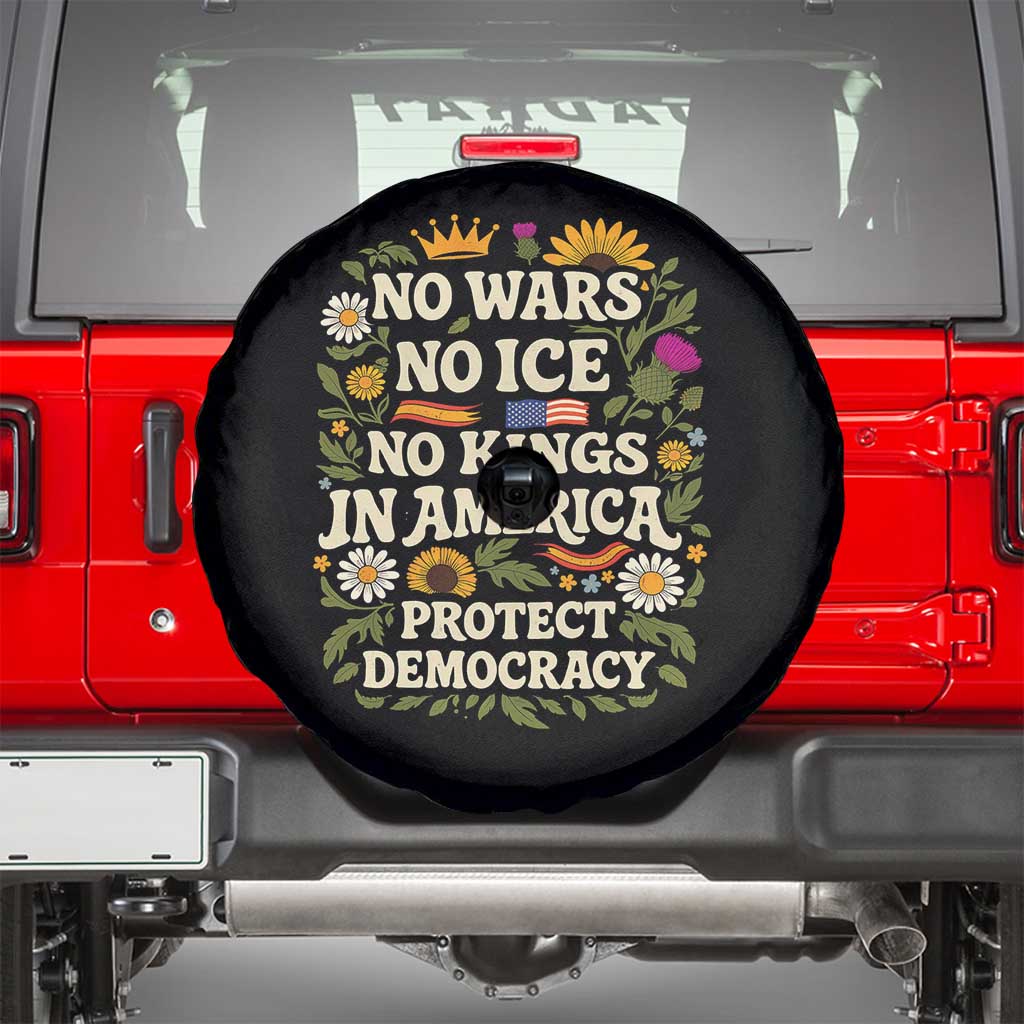 No Wars No ICE No Kings Spare Tire Cover Floral Resist No Kings In America Protest