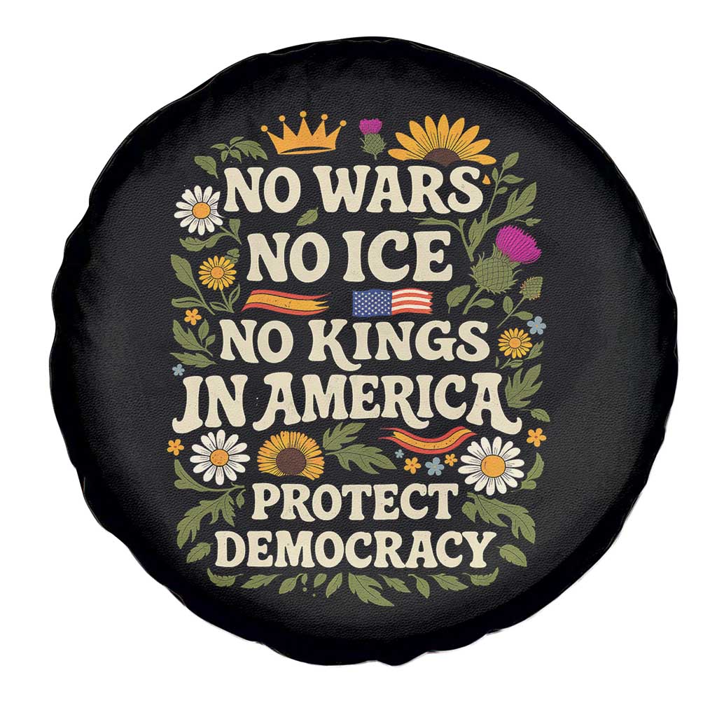 No Wars No ICE No Kings Spare Tire Cover Floral Resist No Kings In America Protest