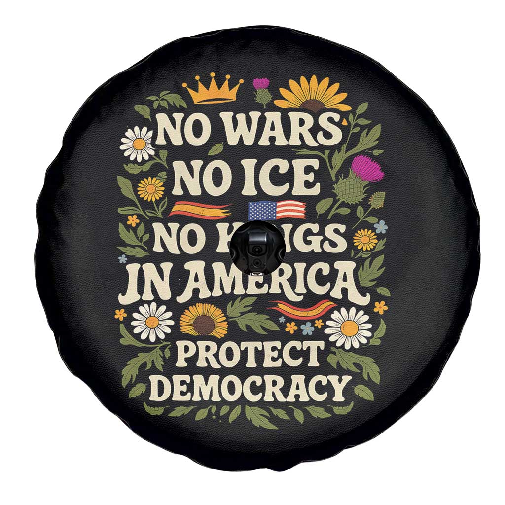 No Wars No ICE No Kings Spare Tire Cover Floral Resist No Kings In America Protest