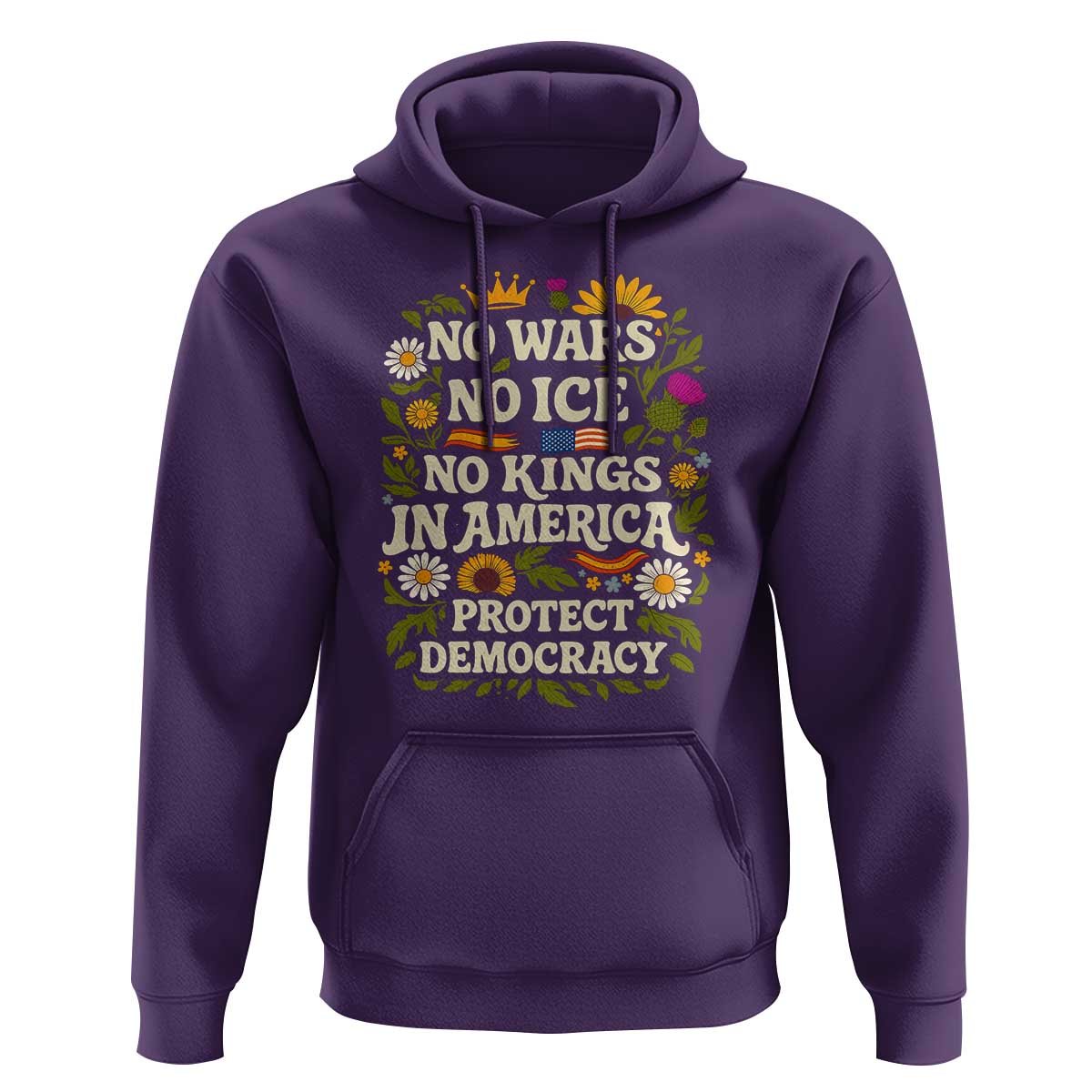 No Wars No ICE No Kings Hoodie Floral Resist No Kings In America Protest