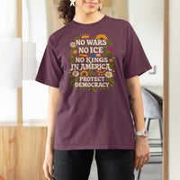 No Wars No ICE No Kings T Shirt For Women Floral Resist No Kings In America Protest