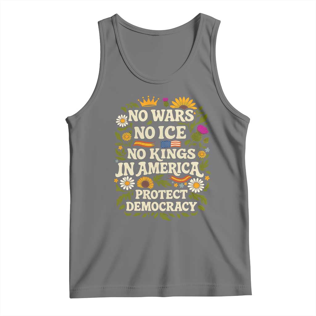 No Wars No ICE No Kings Tank Top Floral Resist No Kings In America Protest