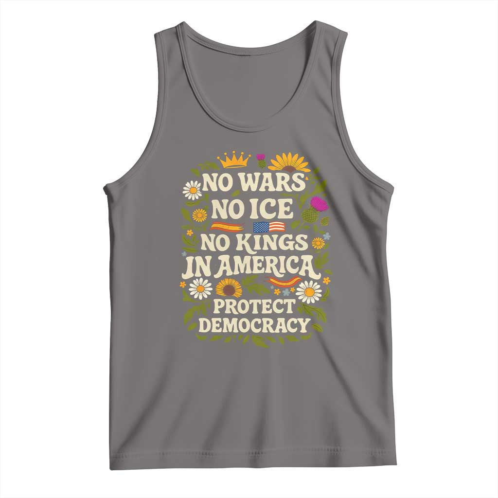 No Wars No ICE No Kings Tank Top Floral Resist No Kings In America Protest