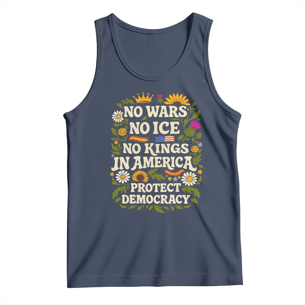 No Wars No ICE No Kings Tank Top Floral Resist No Kings In America Protest