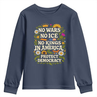 No Wars No ICE No Kings Youth Sweatshirt Floral Resist No Kings In America Protest