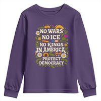 No Wars No ICE No Kings Youth Sweatshirt Floral Resist No Kings In America Protest