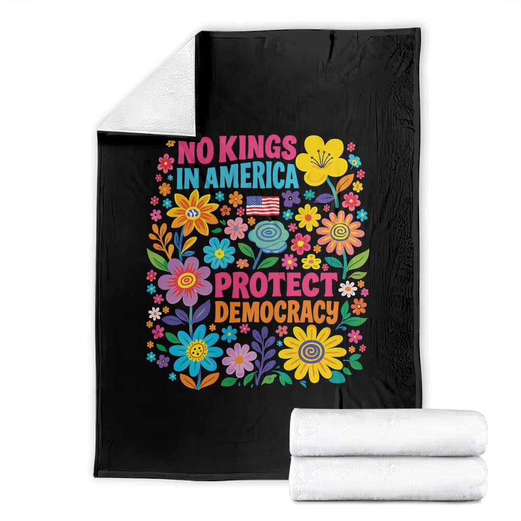 No Kings In America Protest Democraty Throw Blanket Floral Resist