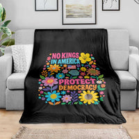 No Kings In America Protest Democraty Throw Blanket Floral Resist