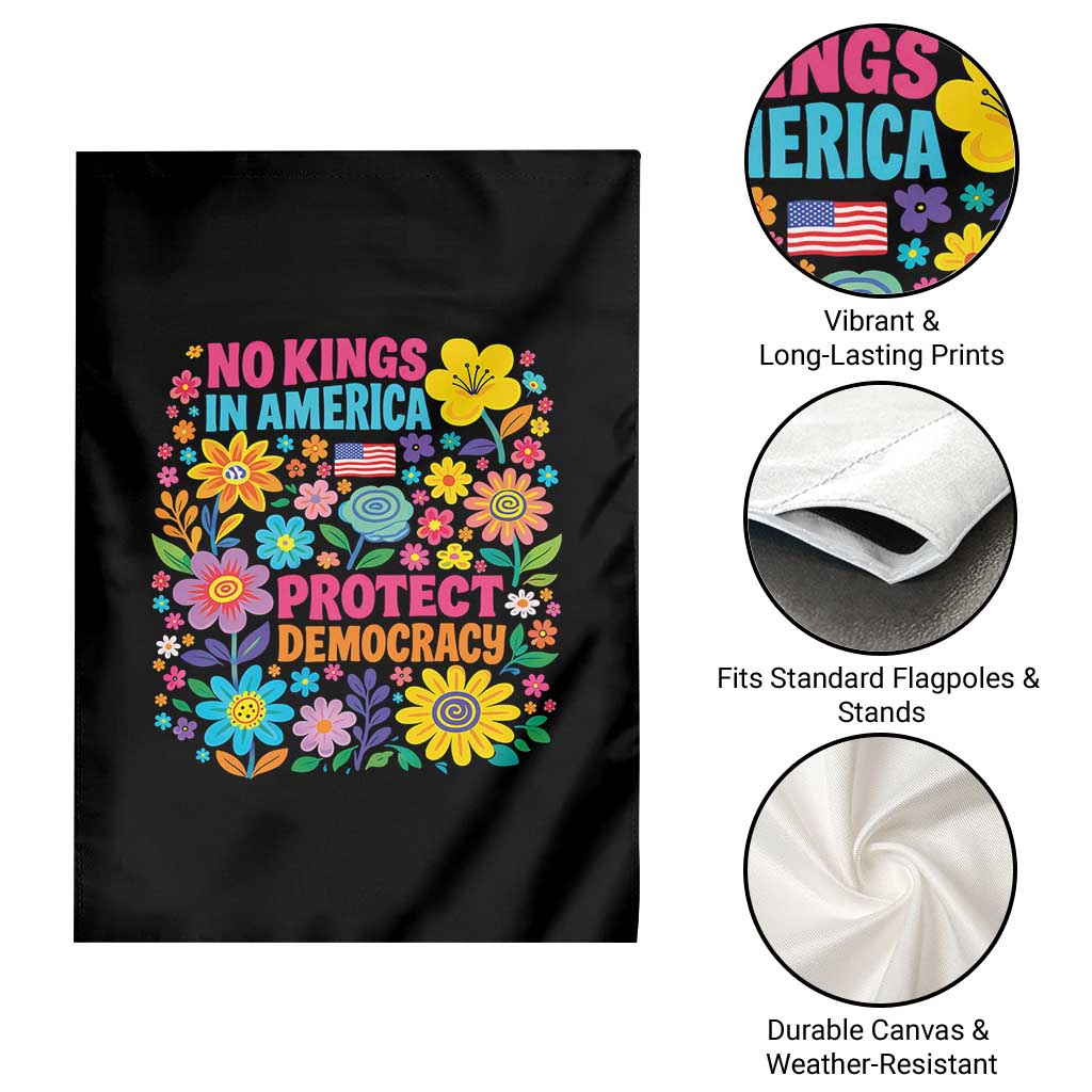 No Kings In America Protest Democraty Garden Flag Floral Resist