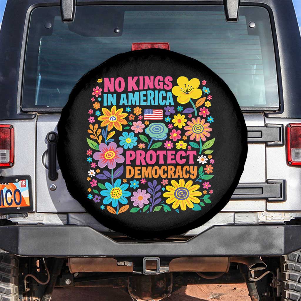 No Kings In America Protest Democraty Spare Tire Cover Floral Resist