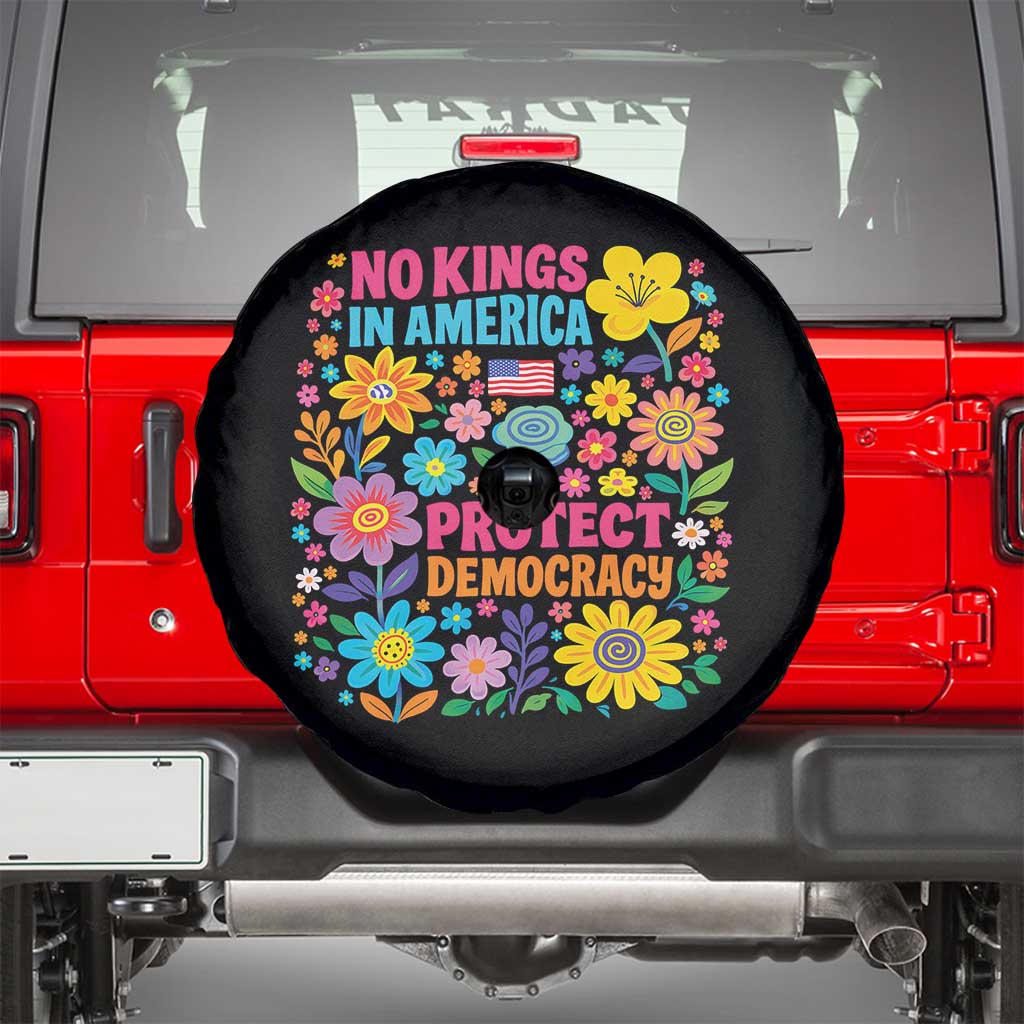 No Kings In America Protest Democraty Spare Tire Cover Floral Resist
