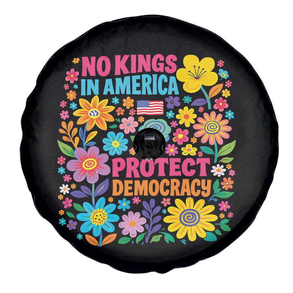 No Kings In America Protest Democraty Spare Tire Cover Floral Resist