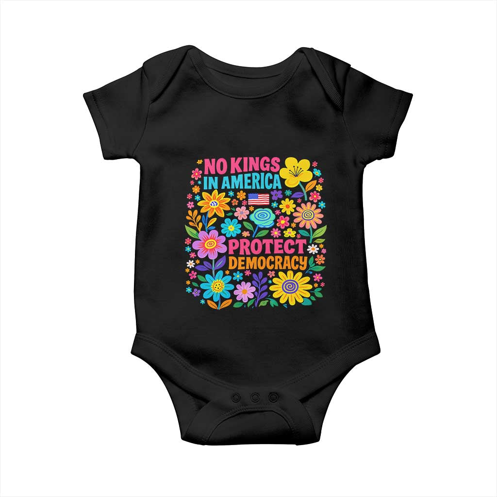 No Kings In America Protest Democraty Baby Onesie Floral Resist