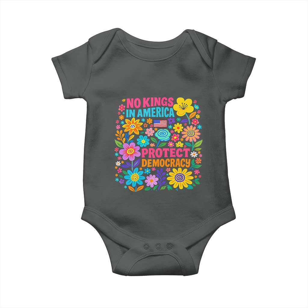 No Kings In America Protest Democraty Baby Onesie Floral Resist